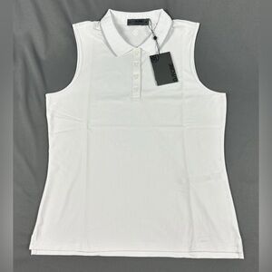 G/FORE Womens Golf Shirt Polo Pique Tech Sleeveless Medium White Polyester